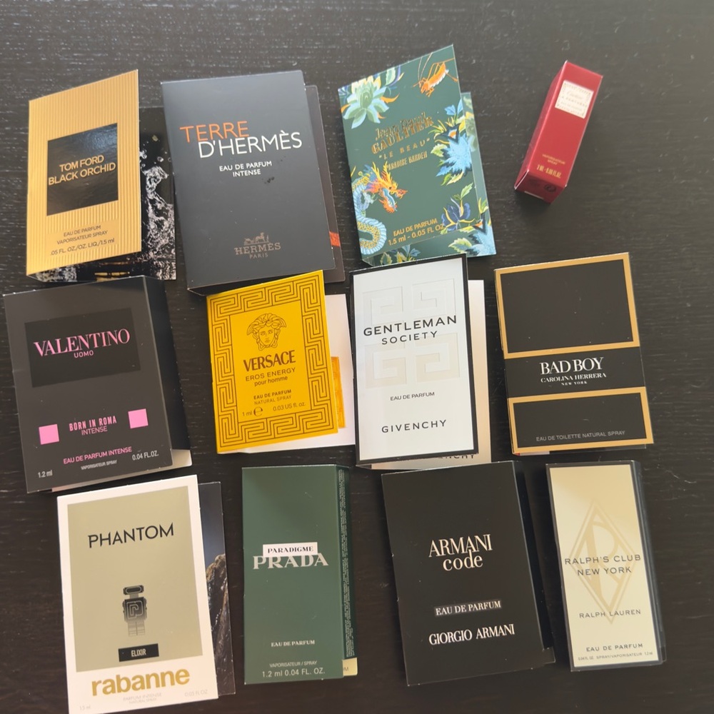 Cologne parfum men samples x12 versace ysl gucci dior tumi dolce prada homme